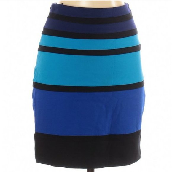 EXPRESS Black Blue Teal Short Stretch Skirt Size 4 - Picture 1 of 15